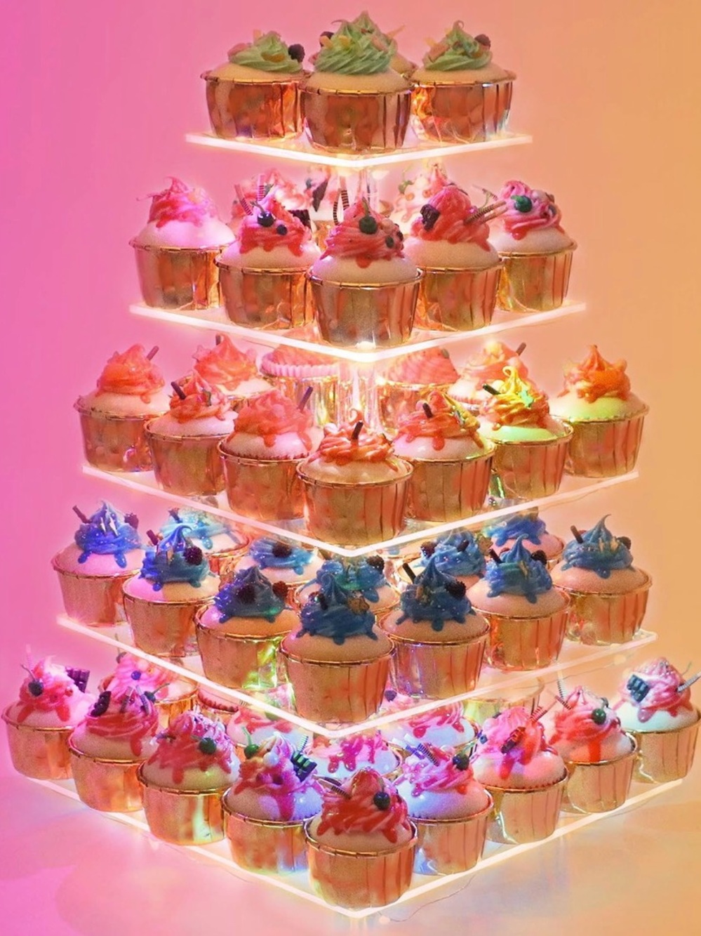 Multi-Tier Cupcake Stand Display with LED light strand